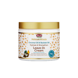 AFRICAN PRIDE MOISTURE MIRACLE COCONUT OIL & BAOBAB OIL HYDRATE & STENGTHEN LEAVE-IN CREAM